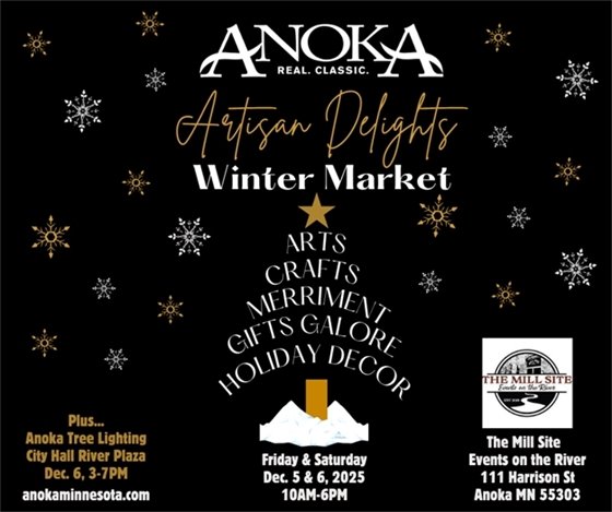 Artisan Delights graphic showing a Christmas tree and details for the event.