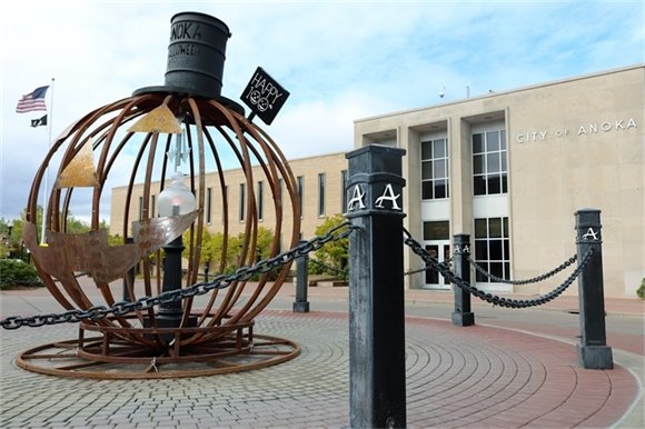 Anoka Pumpkin in front of City Hall 
