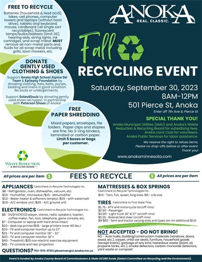 Fall Recycling Event details 